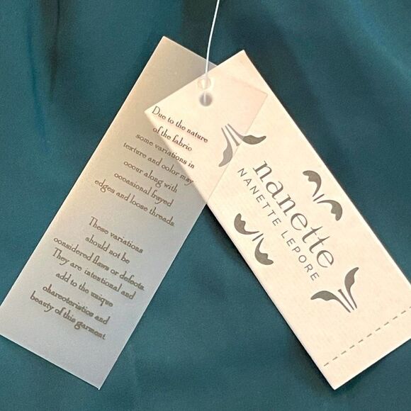 Nanette Women's Green Mock Neck Balloon-Sleeve Smocked Tiered Dress Size 10 NWT - Picture 10 of 11